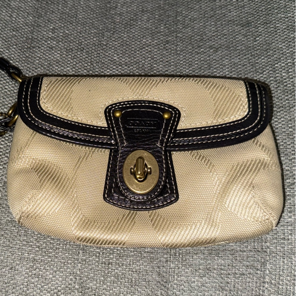 Coach Tan and Black Wristlet